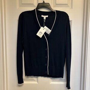 Nordstrom 1901 NWT Navy Sweater with White Piping